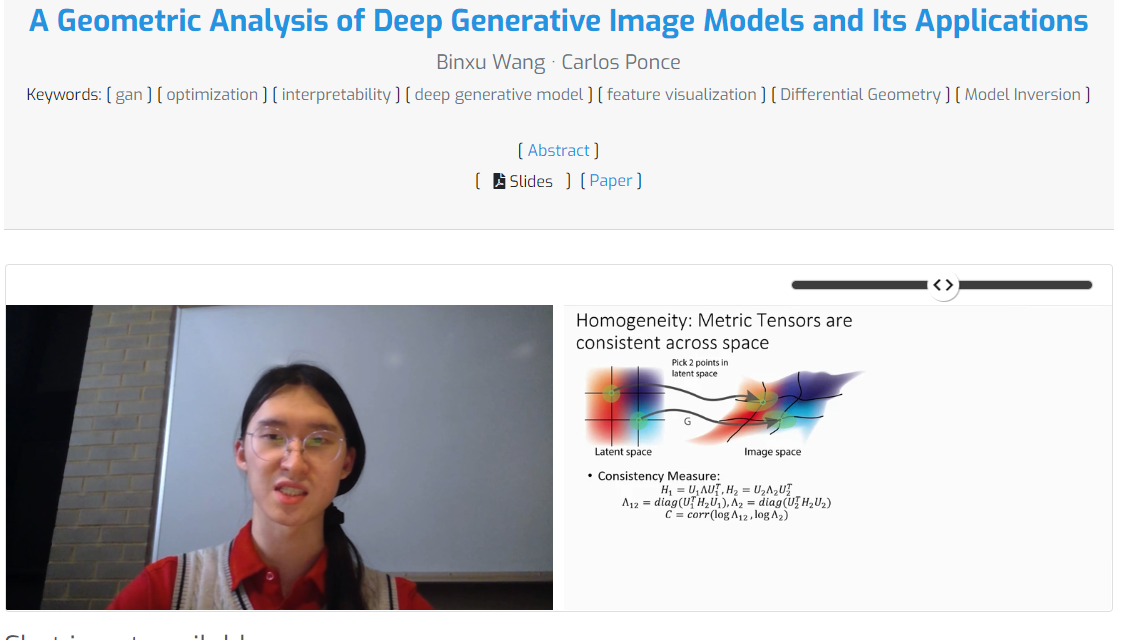 Binxu Wang explains geometric analysis of Deep Generative Models